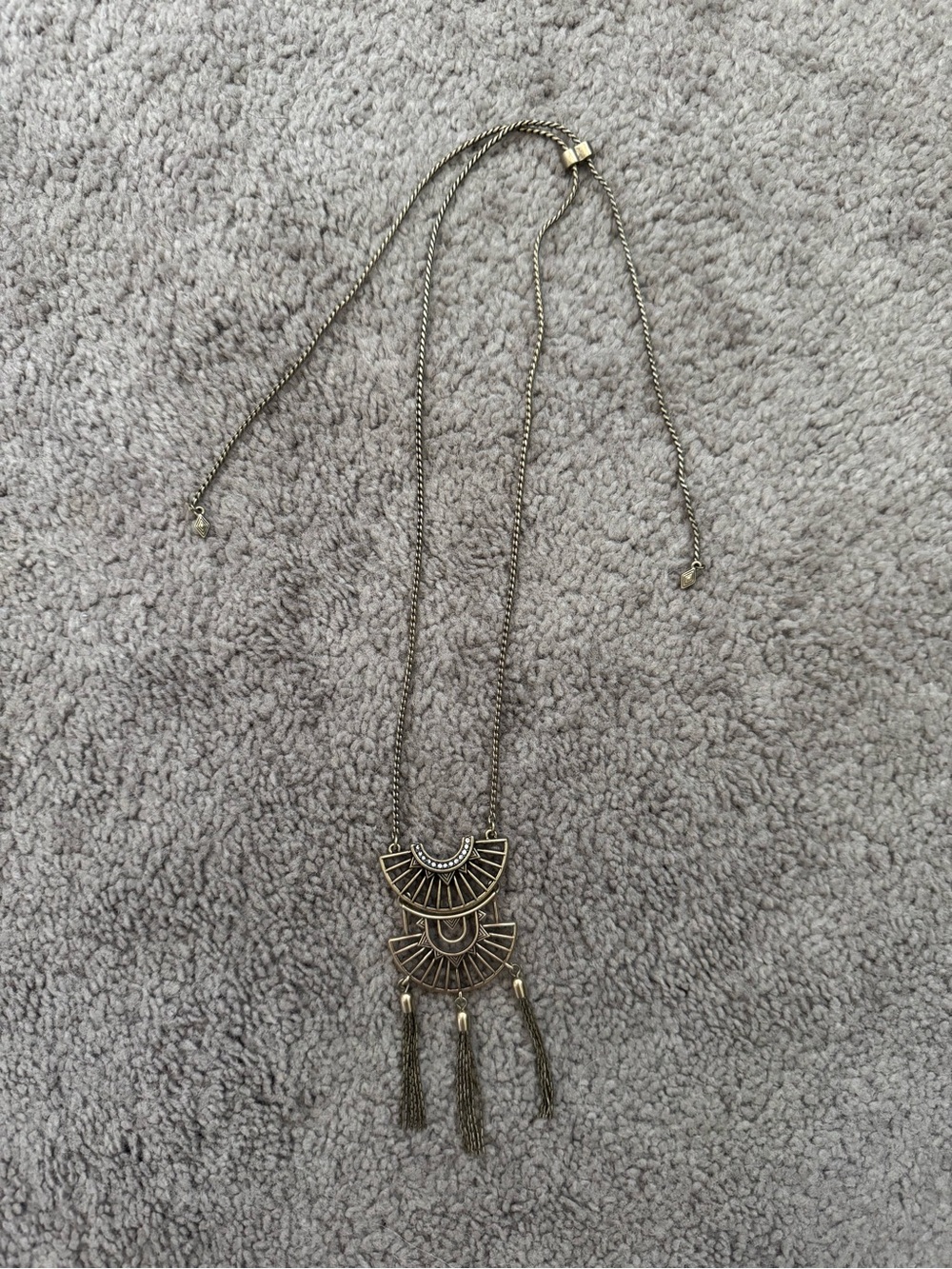 Boho Gold-Tone Layered Pendant Necklace with Tassels